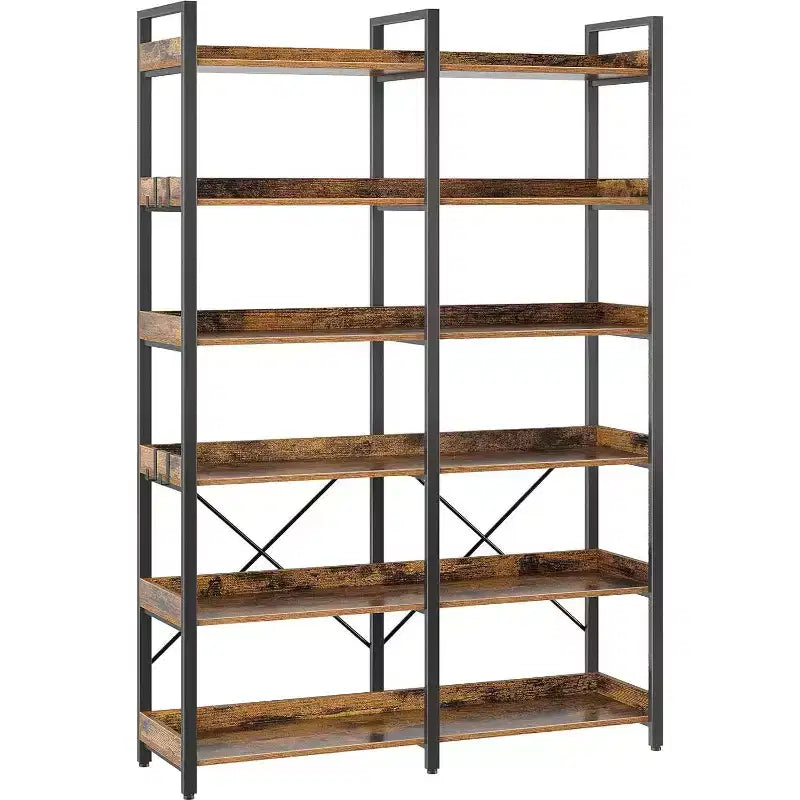 Libreria a giorno a 6 ripiani con 4 ganci, 170 cm