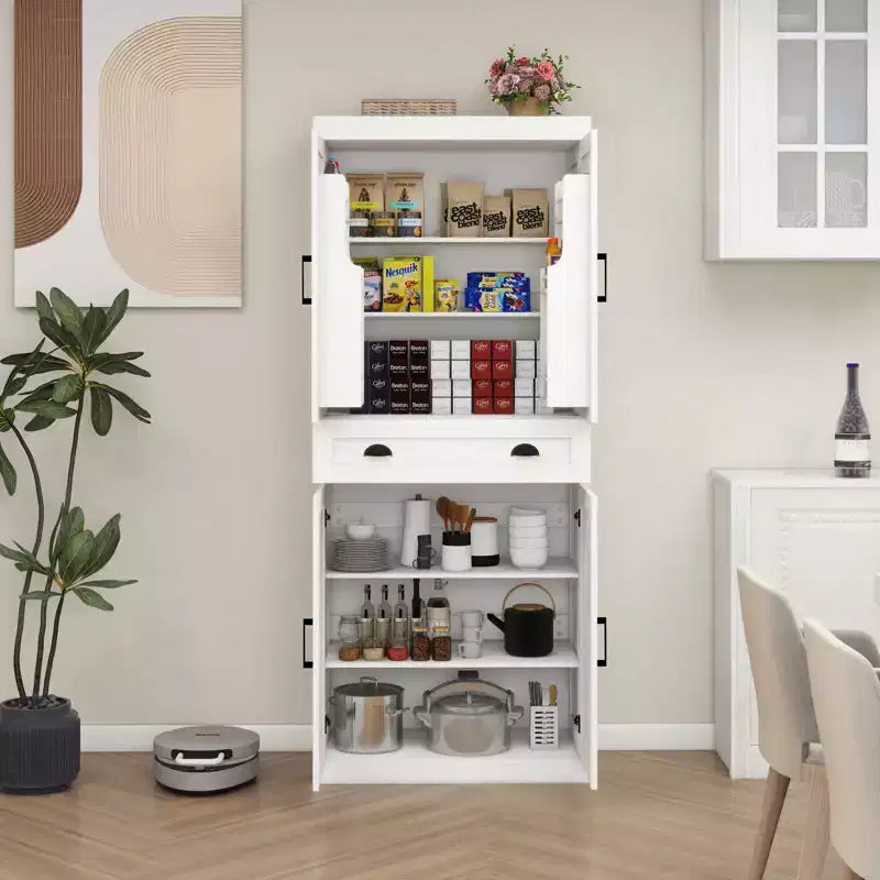 Credenza dispensa moderna con cassetto e ripiani regolabili