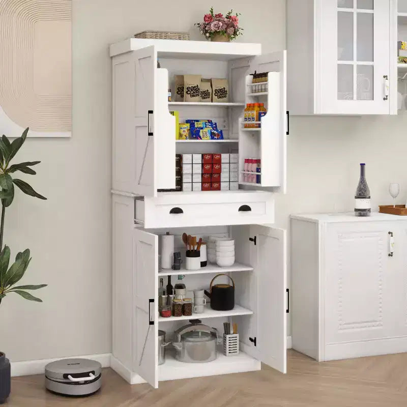 Credenza dispensa moderna con cassetto e ripiani regolabili