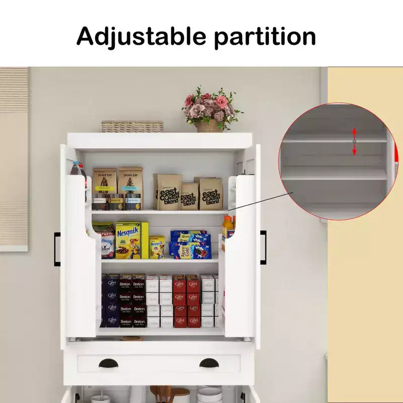 Credenza dispensa moderna con cassetto e ripiani regolabili