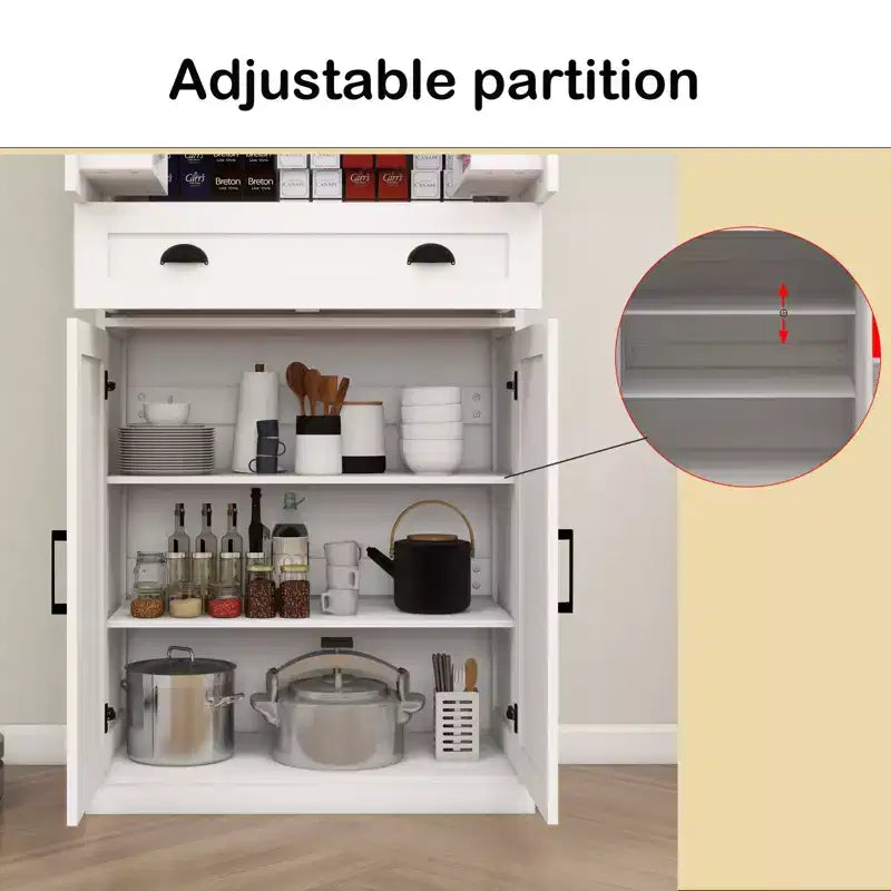 Credenza dispensa moderna con cassetto e ripiani regolabili