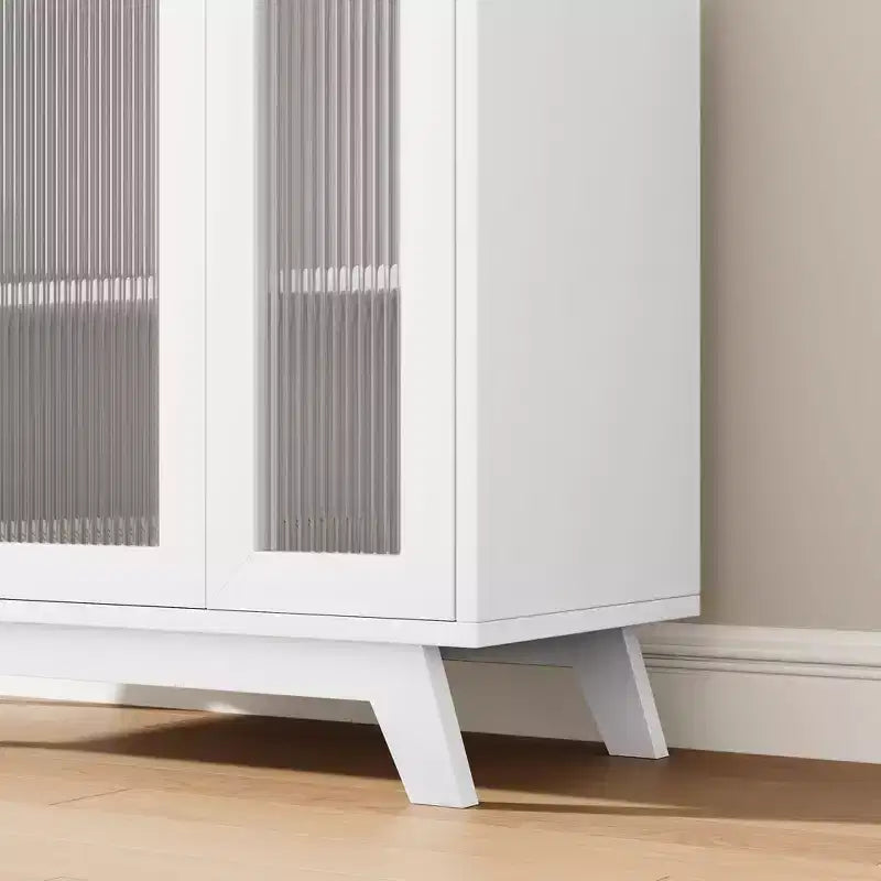 Credenza a Buffet con Anta in Vetro Scanalato e Ripiani Regolabili