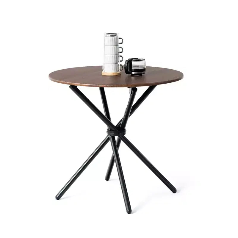 FurnitureR 31.5-Inch Round Dining Table for 2 People, Wooden Kitchen Table with Pedestal Base and Metal Legs for Caf, Restaurant, and Home Dining