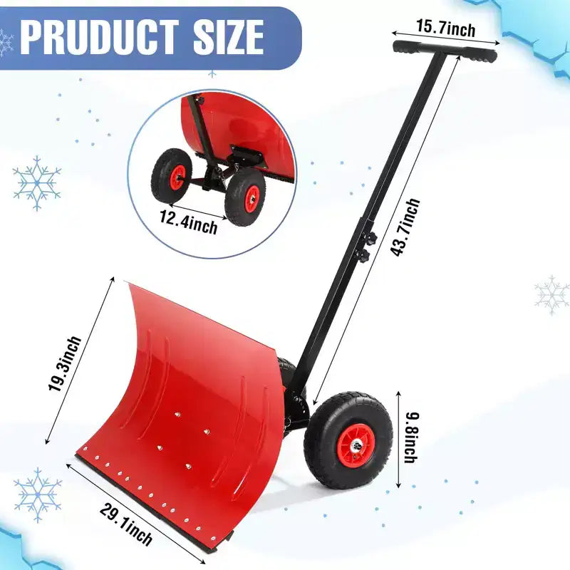 Pala da Neve con Ruote e Manico Regolabile