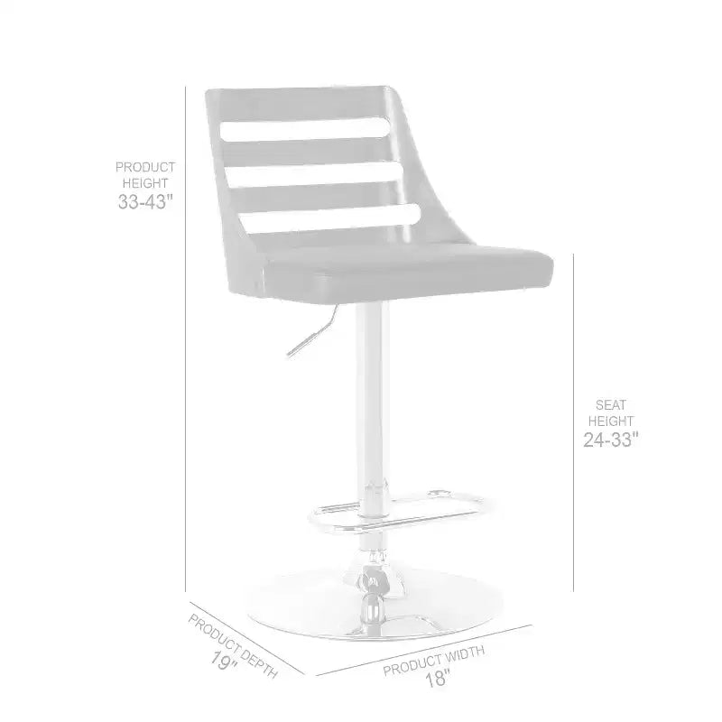 Sgabello da bar con schienale alto, base cromata, impiallacciatura in noce e similpelle crema, altezza seduta 101,6 cm
