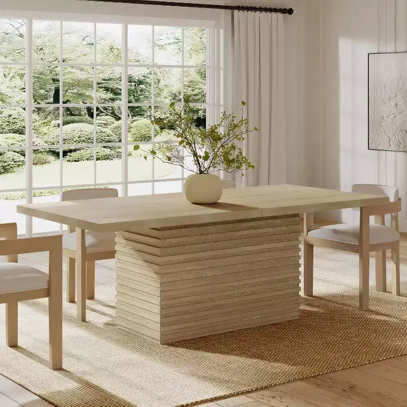 Tavolo da pranzo rettangolare da 84", 6 posti, piano in legno massello e MDF, 84" L x 40" P x 30" A
