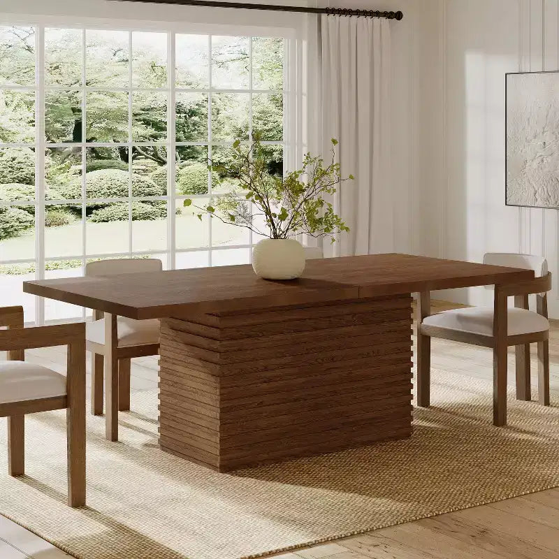 Tavolo da pranzo rettangolare da 84", 6 posti, piano in legno massello e MDF, 84" L x 40" P x 30" A
