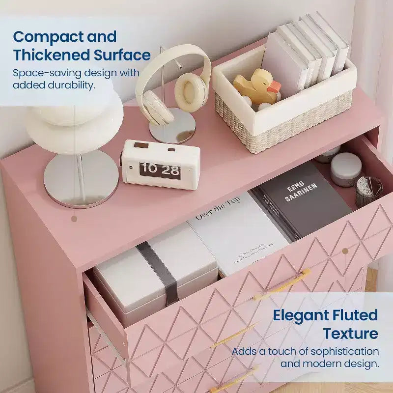 Cassettiera alta a 4 cassetti per camera da letto o armadio, in MDF con maniglie dorate, antiribaltamento, 3 opzioni di colore