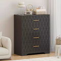 Tall Dresser for Bedroom Closet with 4 Drawers, Wood Chest of Drawers with Gold Handles