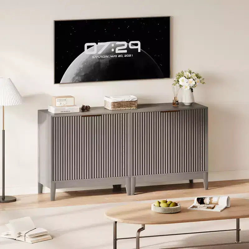 Credenza alta a 2 ante con scanalature da 31,5"