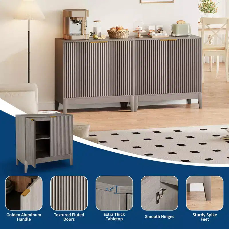 Credenza alta a 2 ante con scanalature da 31,5"