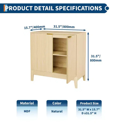 Credenza alta a 2 ante con scanalature da 31,5"