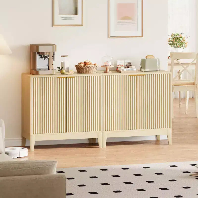 Credenza alta a 2 ante con scanalature da 31,5"
