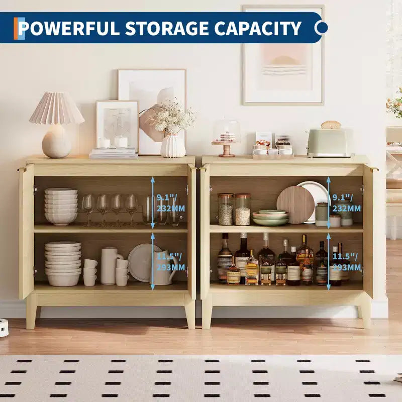 Credenza alta a 2 ante con scanalature da 31,5"