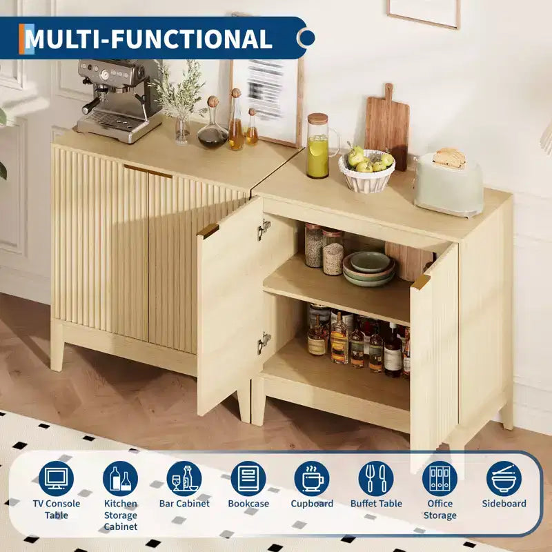 Credenza alta a 2 ante con scanalature da 31,5"