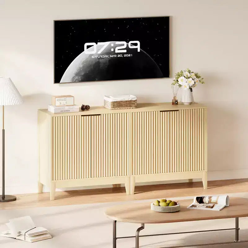 Credenza alta a 2 ante con scanalature da 31,5"