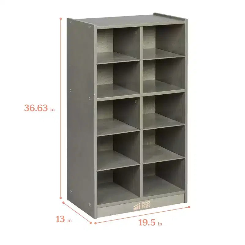 Armadietto mobile a 10 scomparti con contenitori a incavo, 5x2