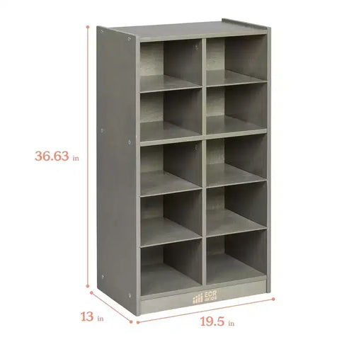 10 Cubby Mobile Tray Cabinet with Scoop Front Bins, 5x2