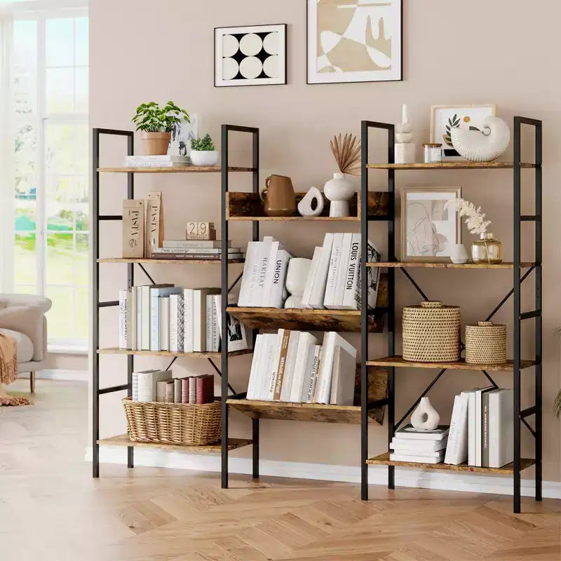 Libreria Industriale a 4 Ripiani con Scaffali a Giorno