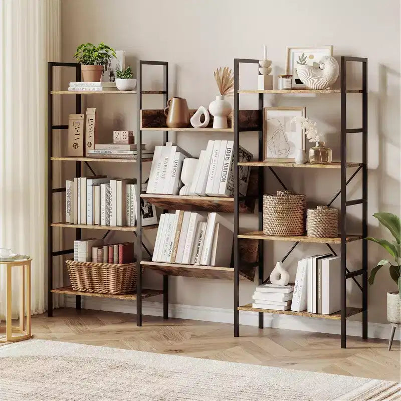 Libreria Industriale a 4 Ripiani con Scaffali a Giorno