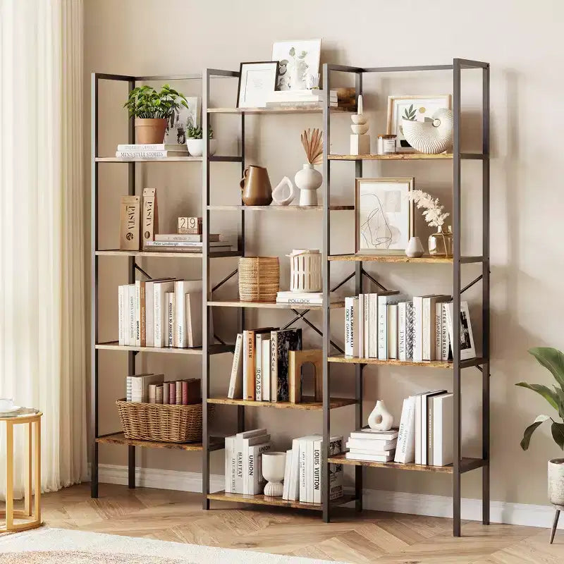 Libreria industriale a 5 ripiani con 10 mensole aperte
