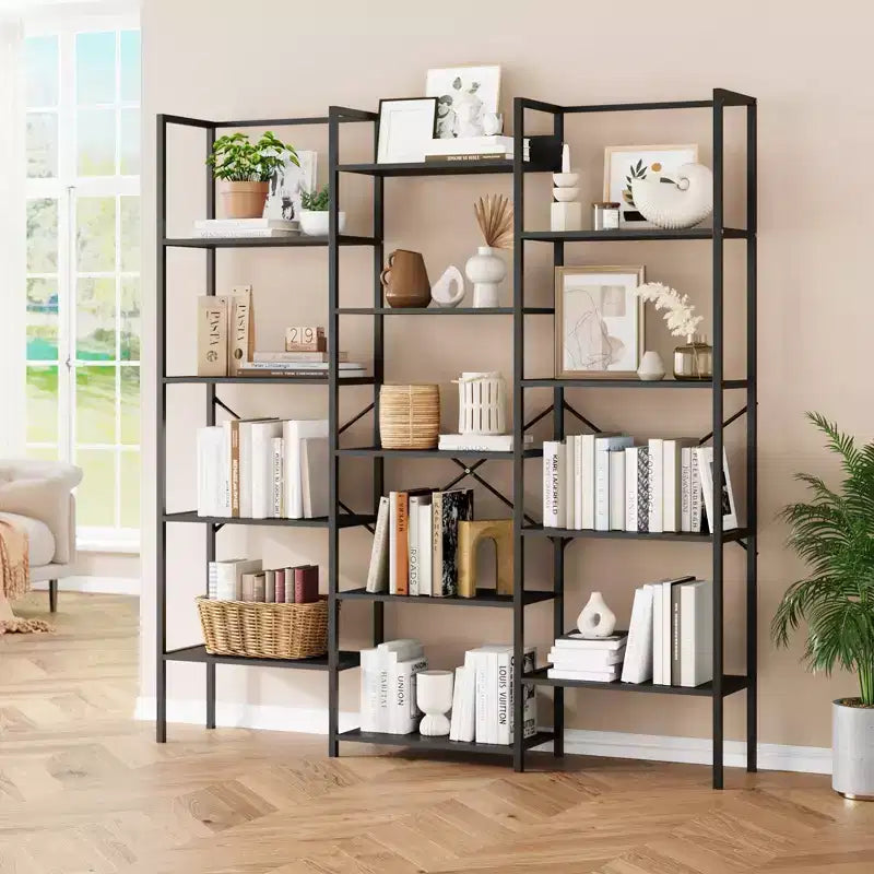 Libreria industriale a 5 ripiani con 10 mensole aperte