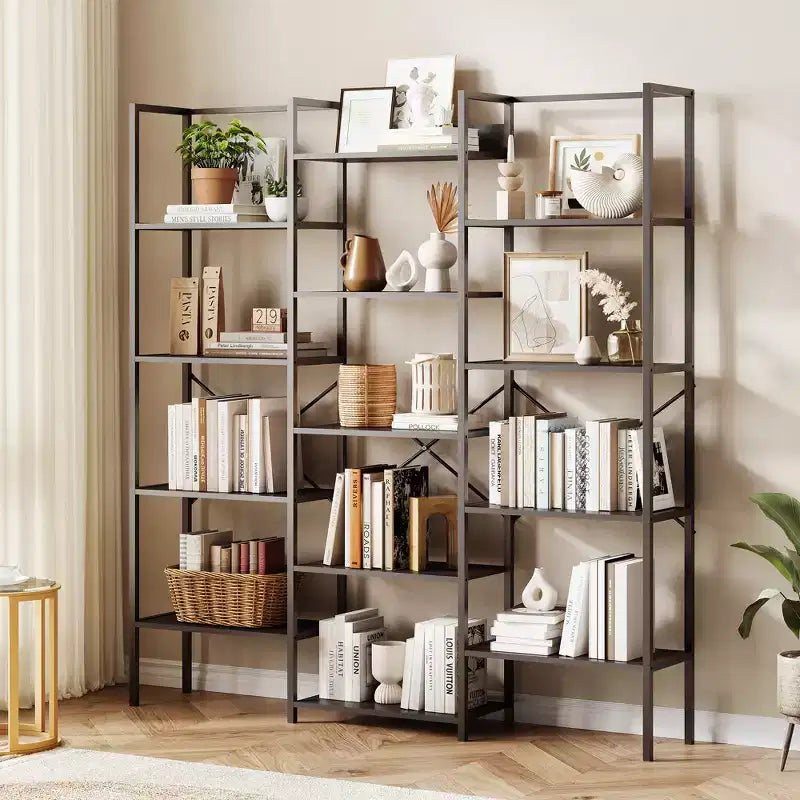 Libreria industriale a 5 ripiani con 10 mensole aperte