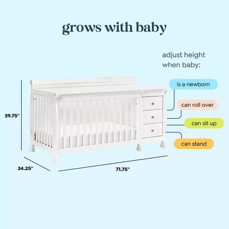 Culla convertibile e fasciatoio combinato 4 in 1
