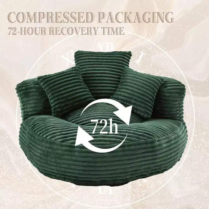 Sitzsacksofa für Erwachsene und Kinder, übergroßer Cord-Sitzsack mit 3 Kissen und Armlehnen für Wohnzimmer und Schlafzimmer