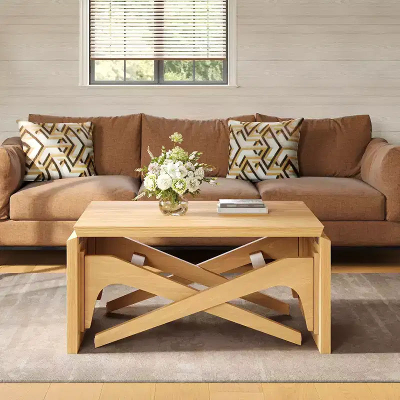 2-in-1-Couchtisch, ausziehbarer Esstisch, höhenverstellbarer Tisch für Zuhause und Büro, platzsparend - ModernLuxe