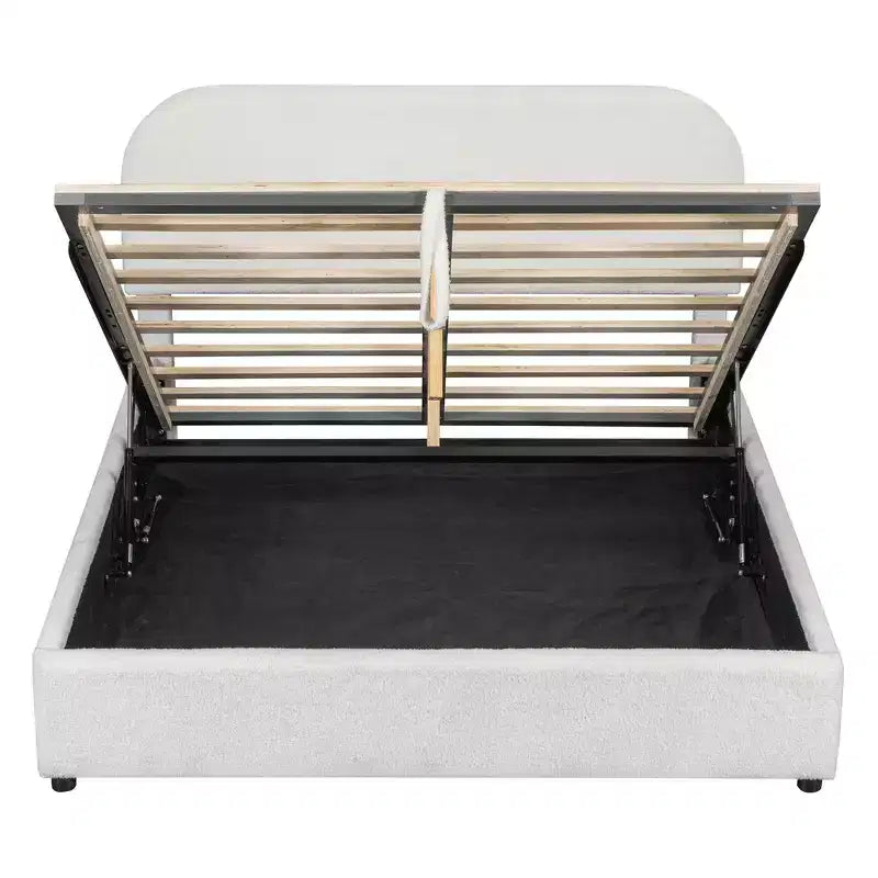 Lit rembourré grand format avec rangement relevable - blanc