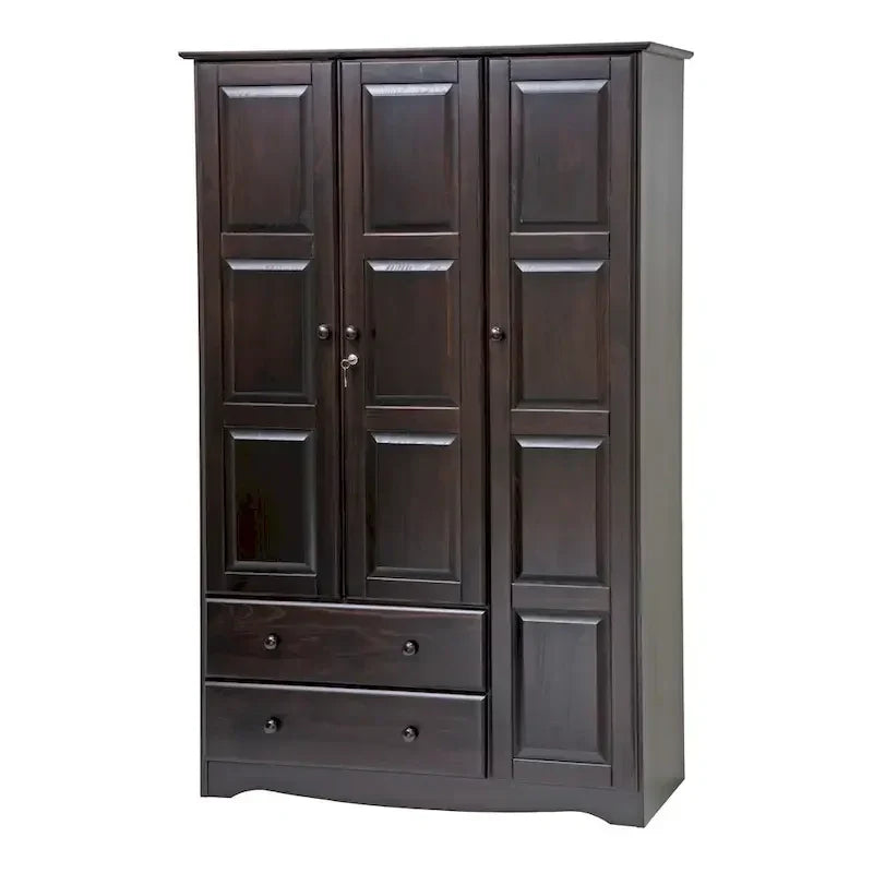 Armoire à 3 portes - Blanc/Moka/Java - Bois massif