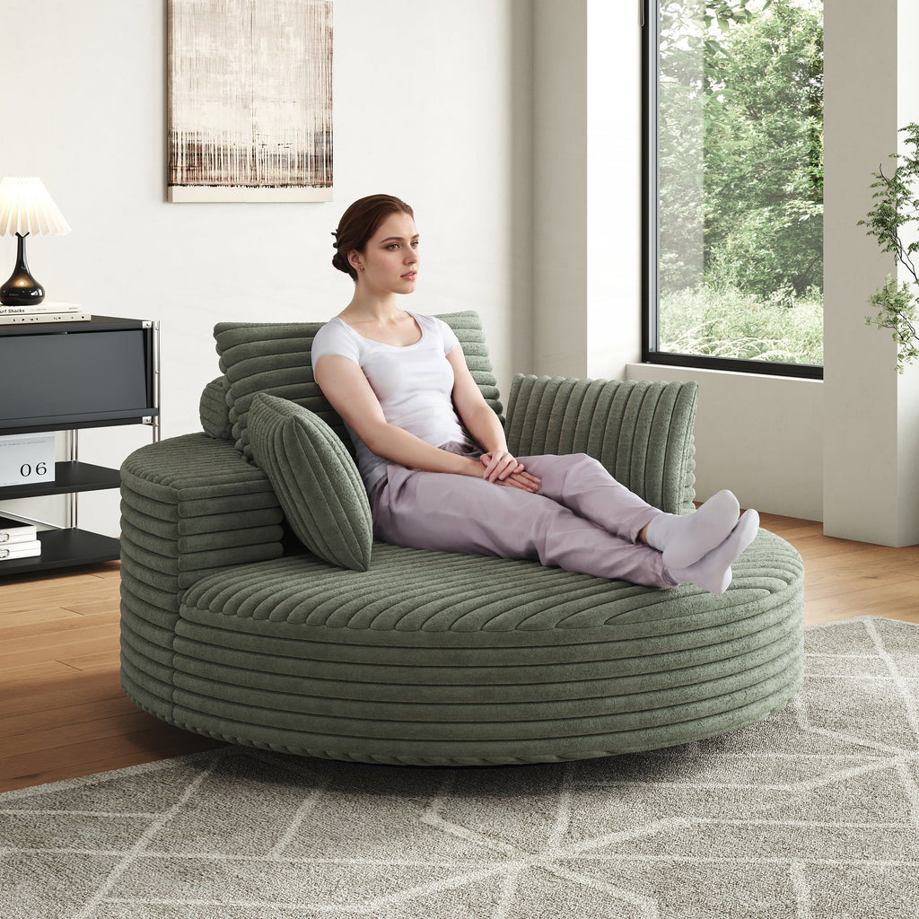 Corduroy Chenille Foam Single Swivel Chair