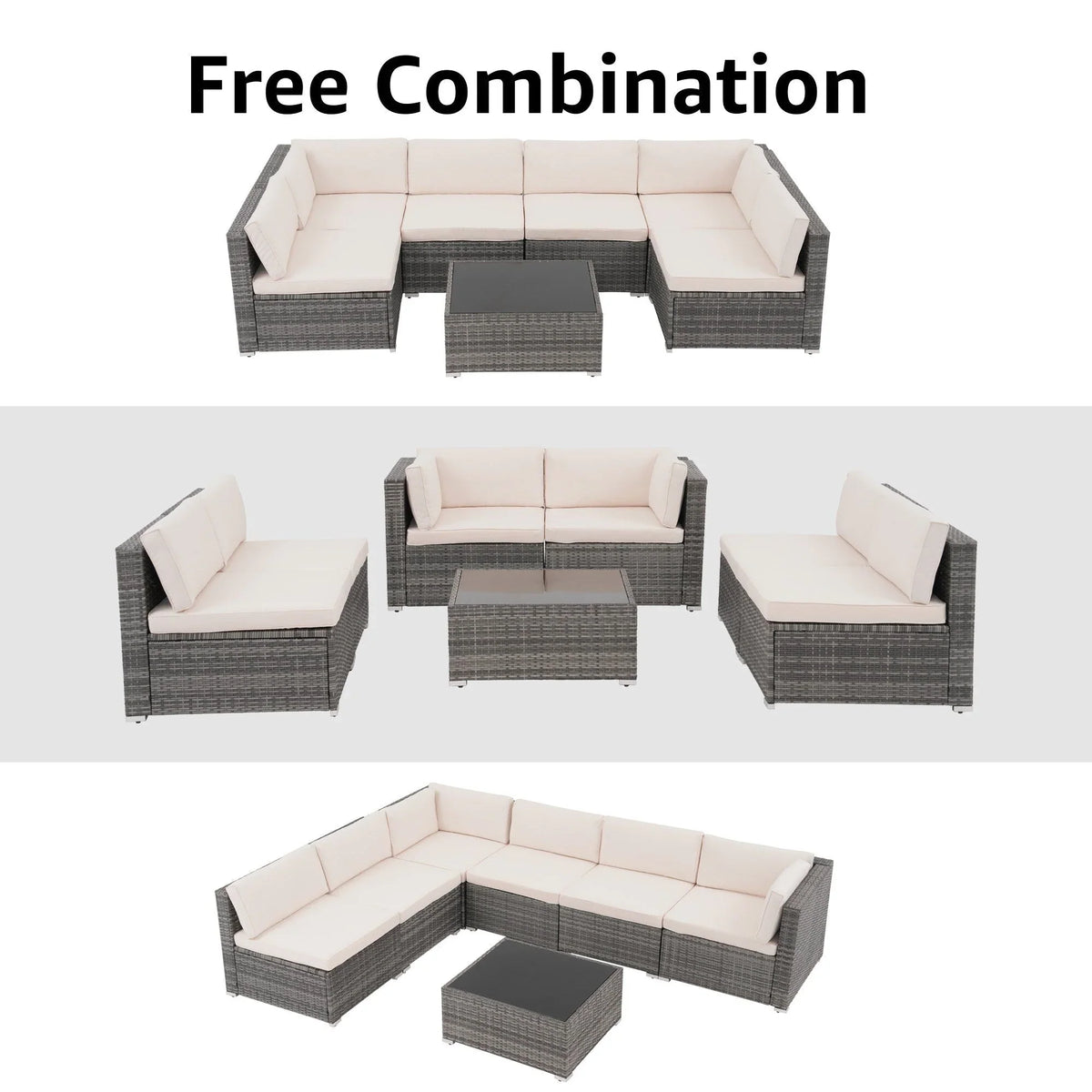 Wicker/ Steel 7-piece Outdoor Cushioned Sectional Sofa Set