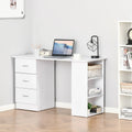 HOMCOM 47 modern bureau voor thuiswerkplek, combinatie van computerbureau en boekenkast, schrijftafel met werkplek, 3 laden en opbergplank - wit