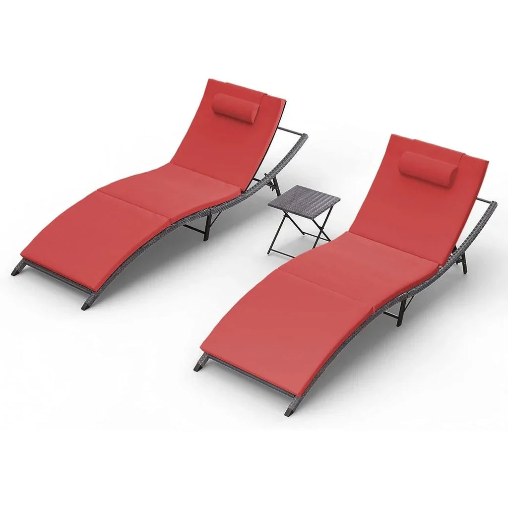 Kullavik 3-teiliges Outdoor-Lounge-Set mit Liegestühlen