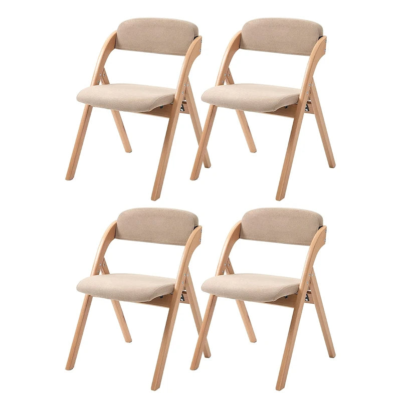 Stapelbare houten eetkamerstoelen met klapfunctie en gevoerde zittingen (set van 4)