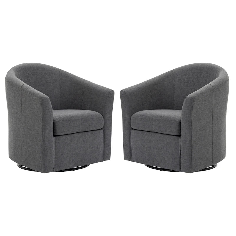 Set aus 2 modernen gepolsterten Dreh-Clubsesseln als Akzentstühle fürs Wohnzimmer