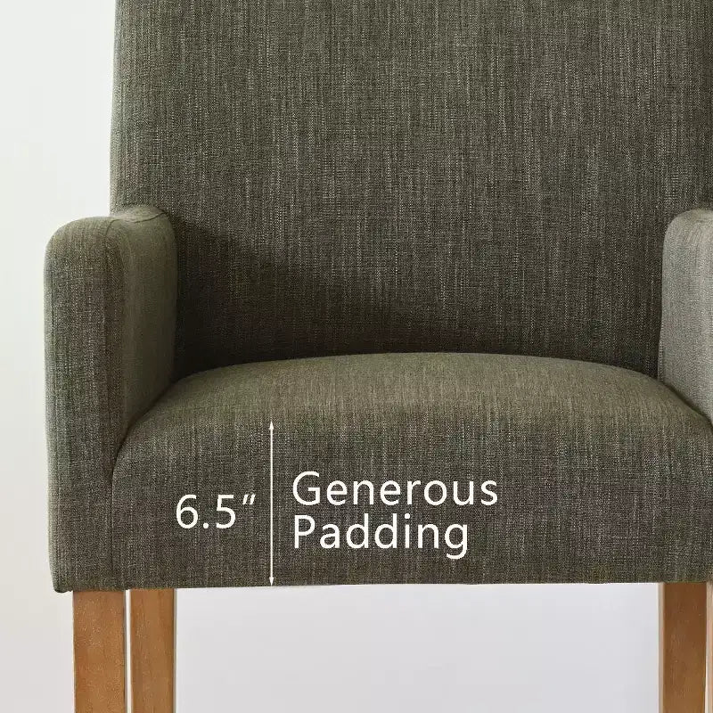 Set van 6 gestoffeerde eetkamerstoelen met armleuningen, moderne linnen fauteuils met houten poten, accentstoelen voor de eetkamer en woonkamer - Panipeachy