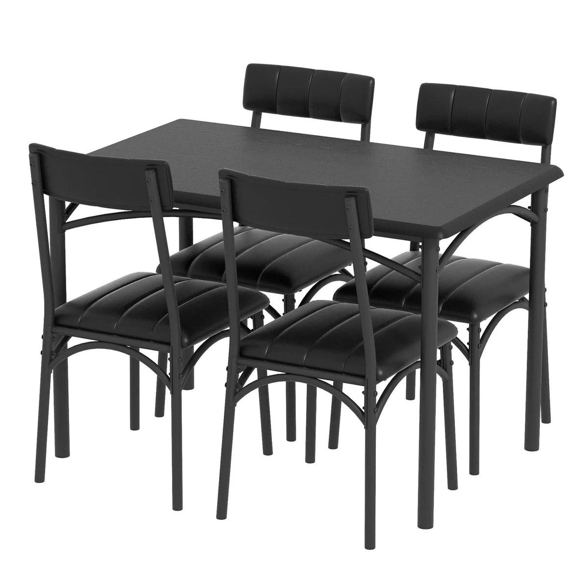 Rechteckiges Esszimmer-Set für 4 Personen mit gepolsterten Stühlen