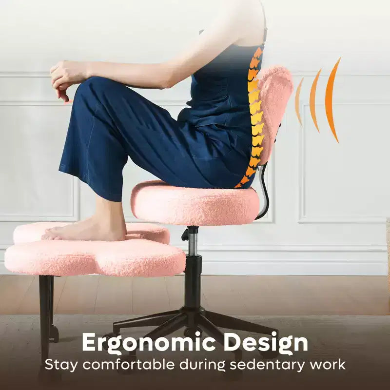 Pinmoco ergonomischer Bürostuhl mit gekreuzten Beinen, höhenverstellbarer Meditationsstuhl, um 360° drehbar, mit Lendenstütze, Arbeits- und Bürostuhl, ADHD-Stuhl