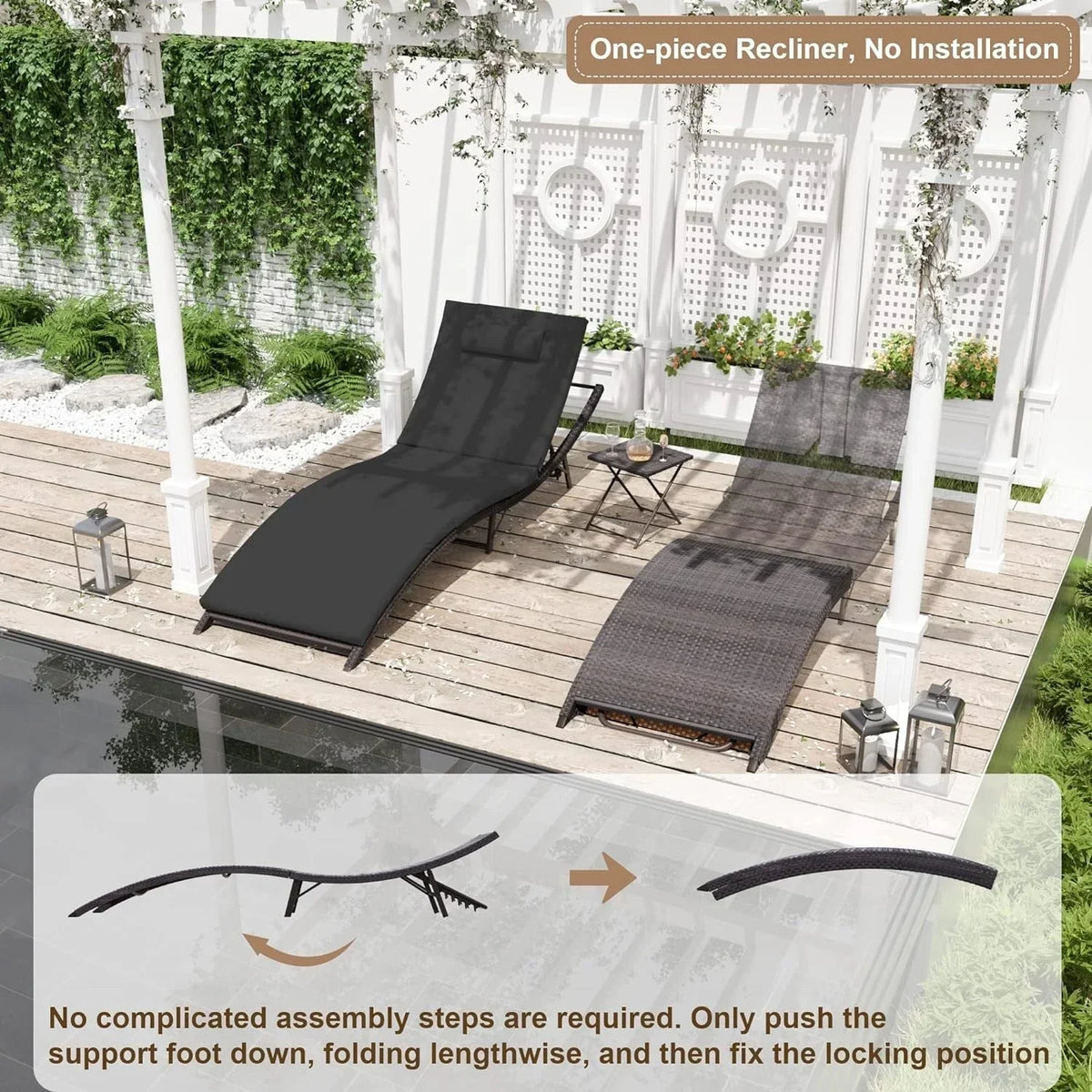 Kullavik 3-teiliges Outdoor-Lounge-Set mit Liegestühlen