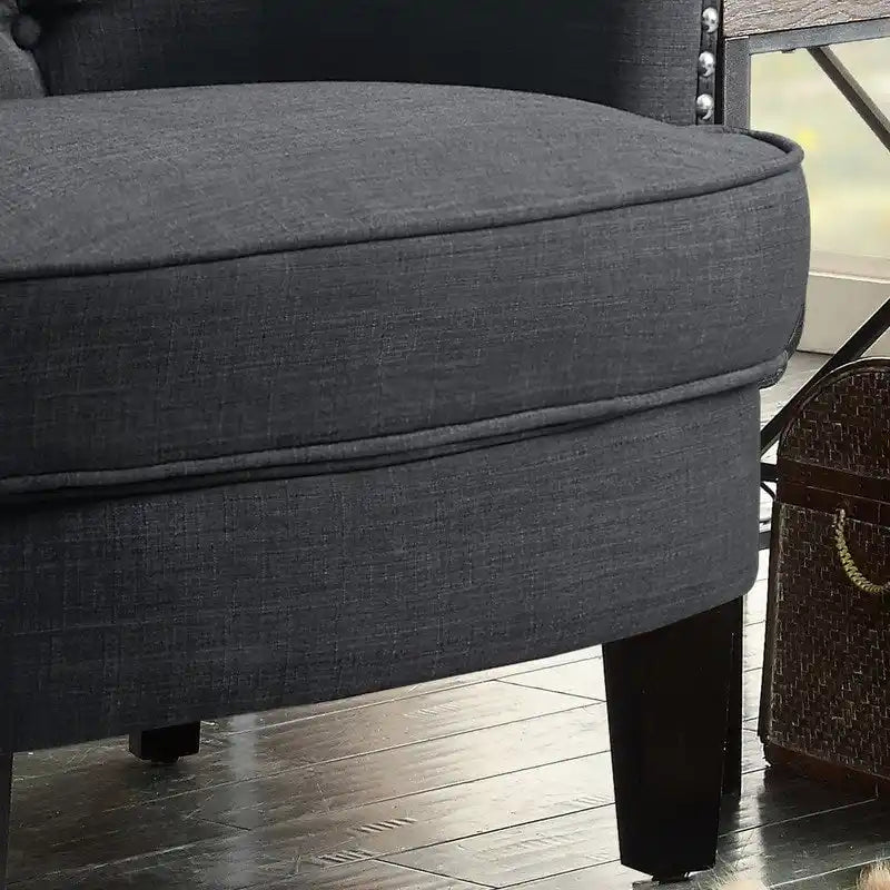 Moser Bay Mignon fluwelen/linnen fauteuil met knopen en hoge rugleuning, 30 breed