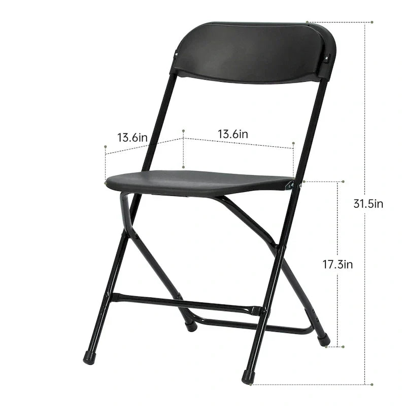 Lot de 10 chaises pliantes en plastique, capacité de 350lb, pour événements, bureaux, mariages, fêtes, pique-niques, cuisines et repas