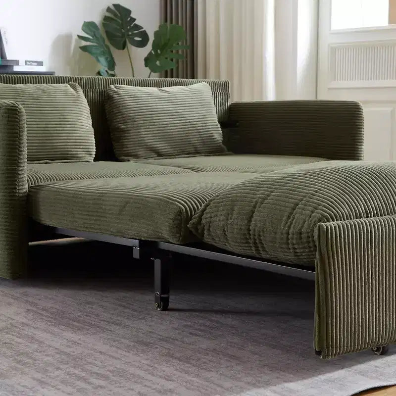 64.5 3-in-1-slaapbank van ribfluweel met uitschuifbaar bed