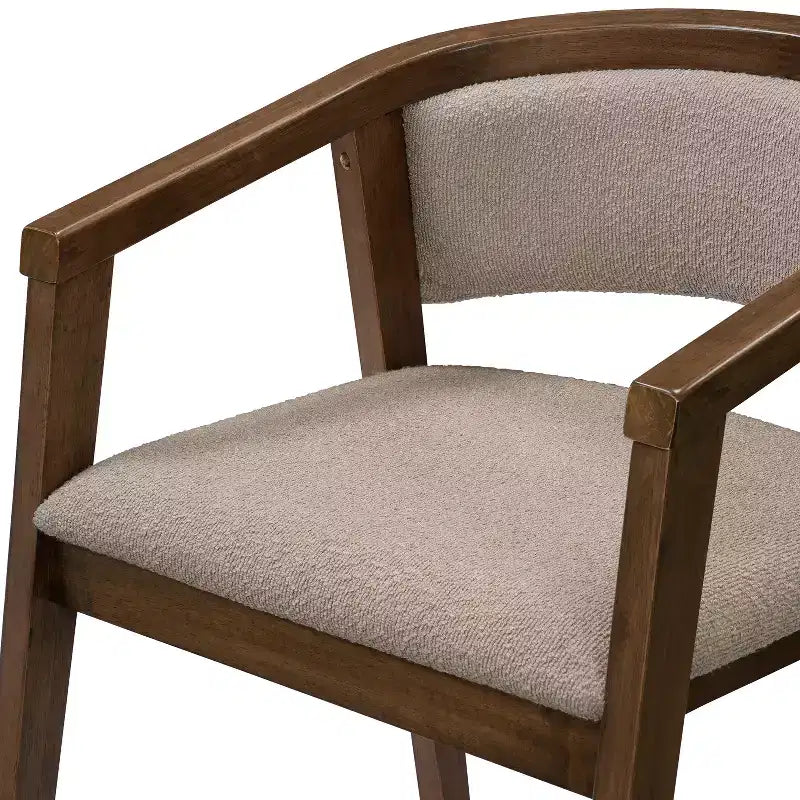 Christopher Knight Home Simon Essgruppe aus Gummibaumholz im Mid-Century-Modern-Stil, 5-teilig, mit Stühlen mit Bouclé-Polsterung