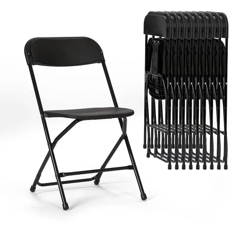 Lot de 10 chaises pliantes en plastique, capacité de 350lb, pour événements, bureaux, mariages, fêtes, pique-niques, cuisines et repas
