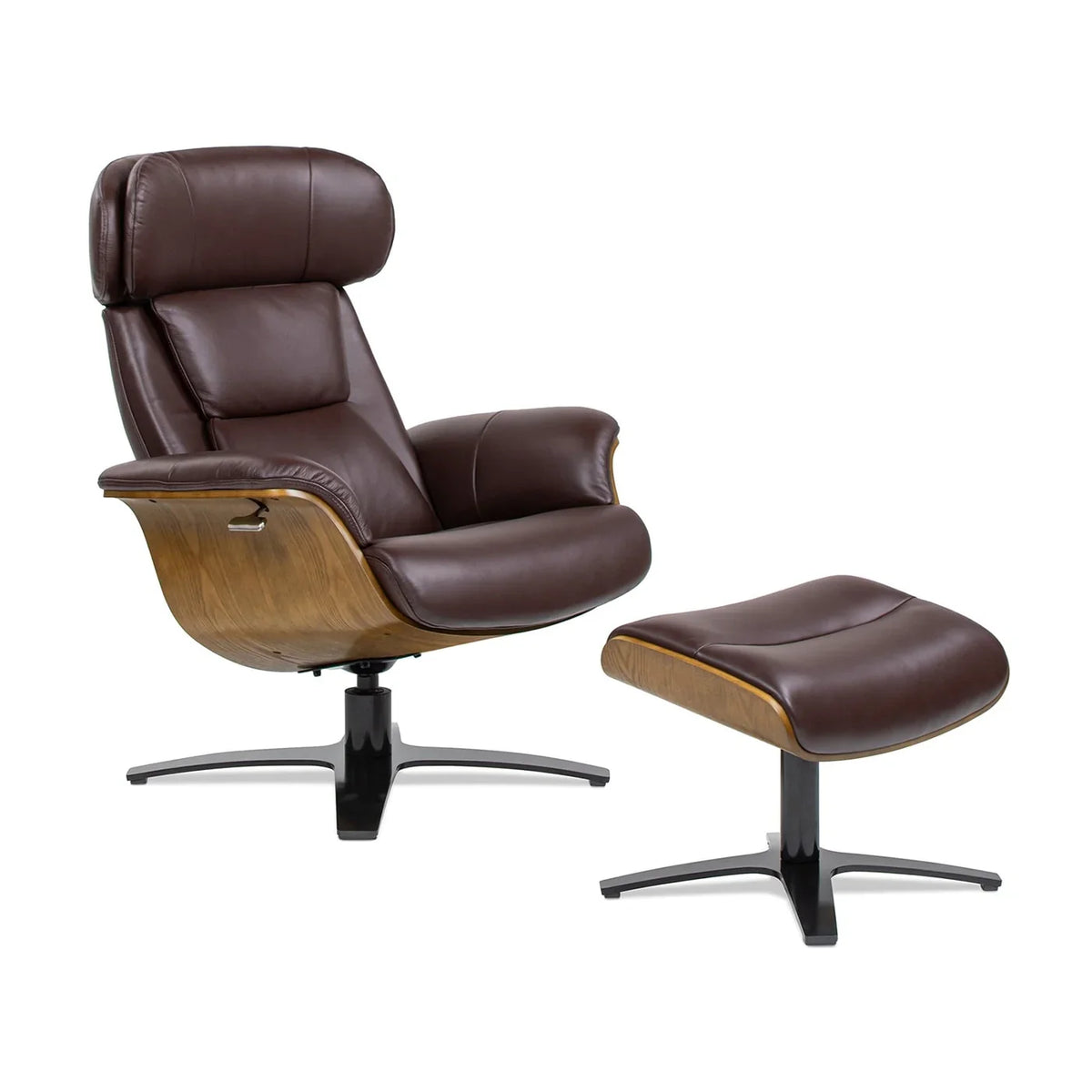 Jovan 31.5 Relaxsessel aus echtem Leder mit Hocker