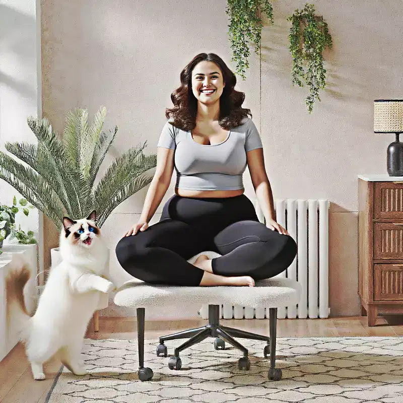 Pinmoco ergonomischer Bürostuhl mit gekreuzten Beinen, höhenverstellbarer Meditationsstuhl, um 360° drehbar, mit Lendenstütze, Arbeits- und Bürostuhl, ADHD-Stuhl
