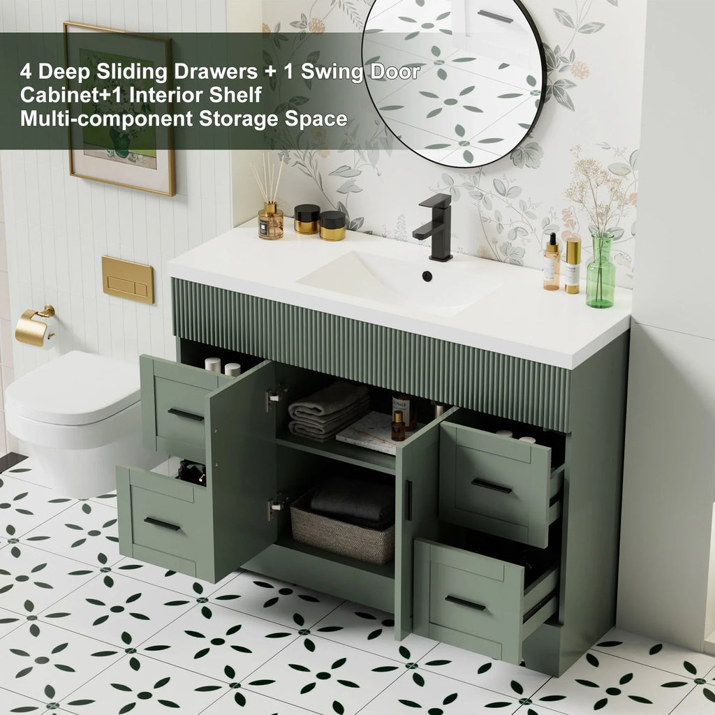 Ensemble meuble-lavabo de salle de bain Wavy Line 30/36/48 avec lavabo et robinet